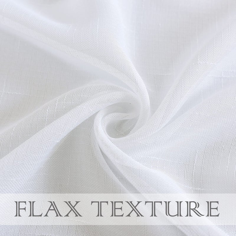 Randall Snow White Faux Linen Sheer Curtain with 8 Metal Grommets Open Weave Window Treatment Drape for Living Room & Bedroom,Modern Privacy & Light Filtering & Light Drapes Curtains 2 Panels, 84Inch - Image 5